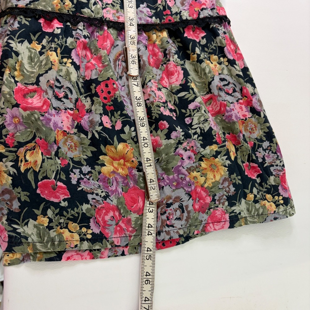 Starina Vintage Floral Midi Dress Womens Medium Cotton Lace Trim Pockets Boho - Picture 9 of 9